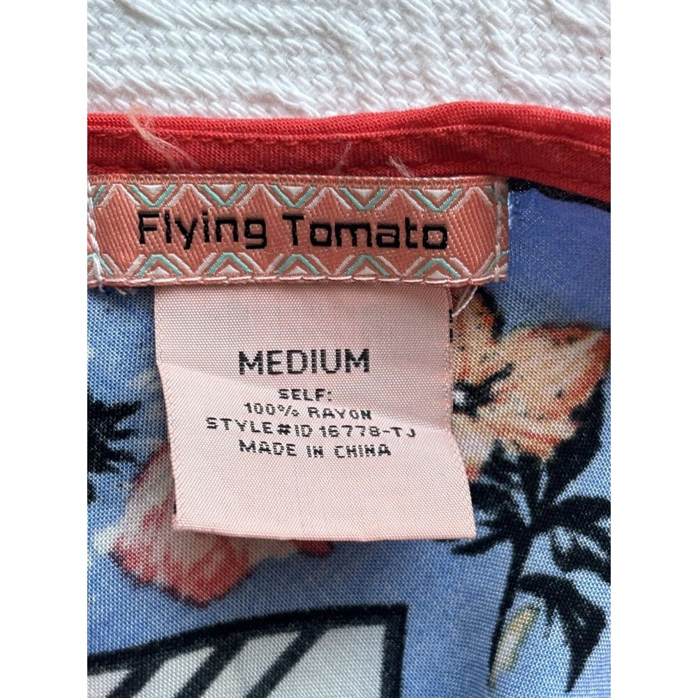 Flying Tomato Handkerchief Hem Slip Dress White Red and Blue Floral Boho Size M - Picture 6 of 10
